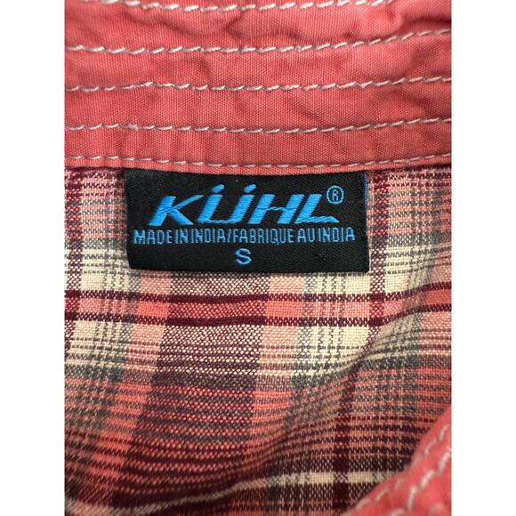 Kuhl Sz S Plaid Cotton Blend Casual Snap Button Top Red Long Sleeve Pocket - Picture 7 of 10